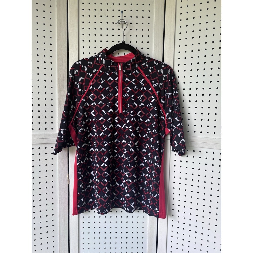 Tail Activewear Women's XL Golf Shirt Red Black 1/4 Zip Mock Polo Short Sleeve‎